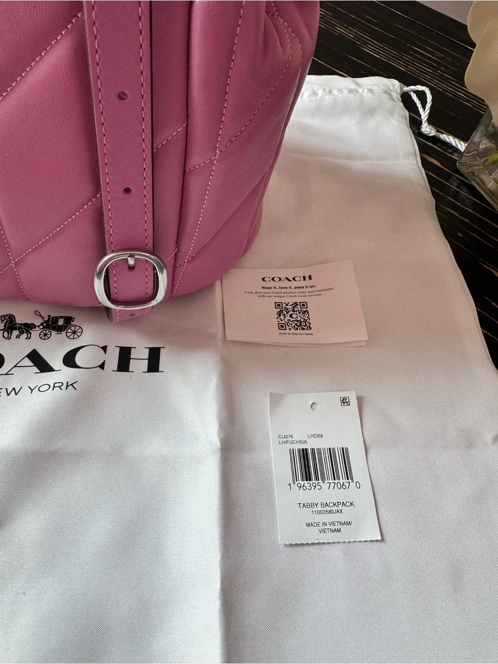 COACH Tabby Backpack Pillow Quilting in the Fuchsia/Pink colorway